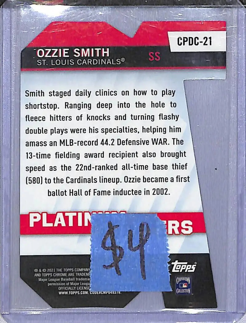 2021 Topps Chrome Platinum Players Die-Cut #CPDC-21 Ozzie Smith NM-MT St. Louis Cardinals - Baseball Card Single
