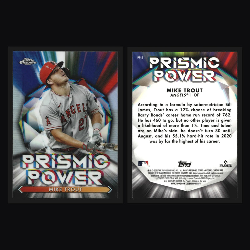 2021 Topps Chrome Prismic Power #PP-2 Mike Trout Los Angeles Angels - Baseball Card Single