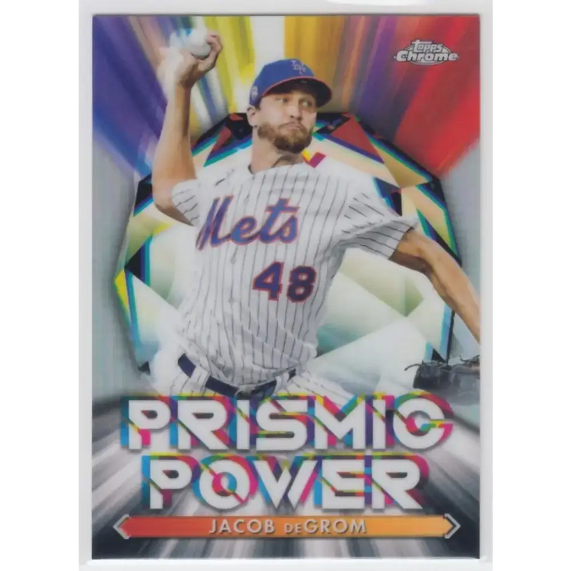2021 Topps Chrome Prismic Power Refractor #PP-1 Jacob deGrom NM-MT New York Mets Baseball Card - Baseball Card Single