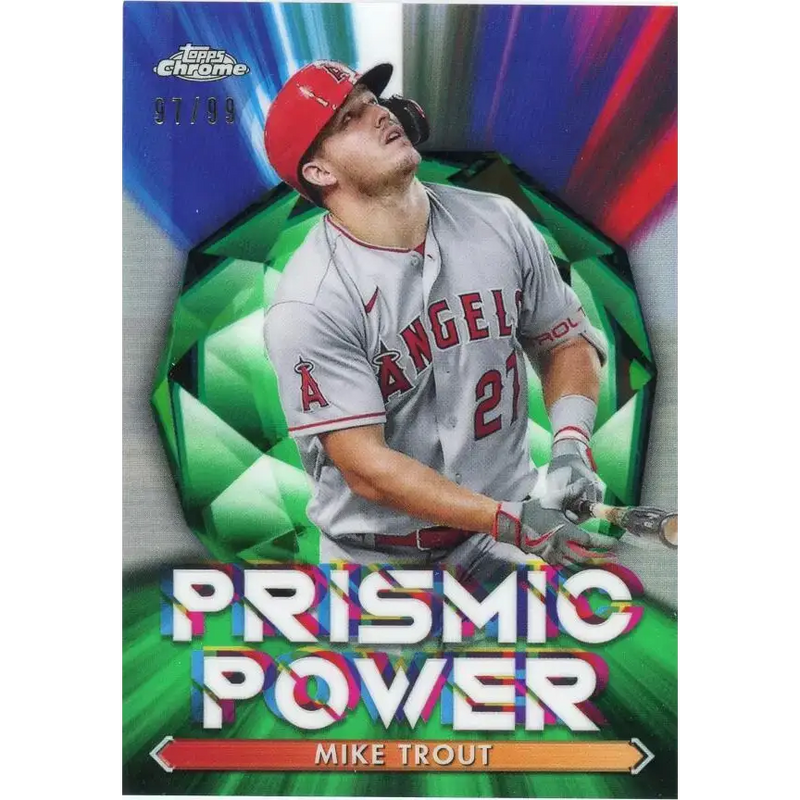 2021 Topps Chrome Prismic Power Refractor #PP-2 Mike Trout NM-MT Los Angeles Angels Baseball Card - Baseball Card Single