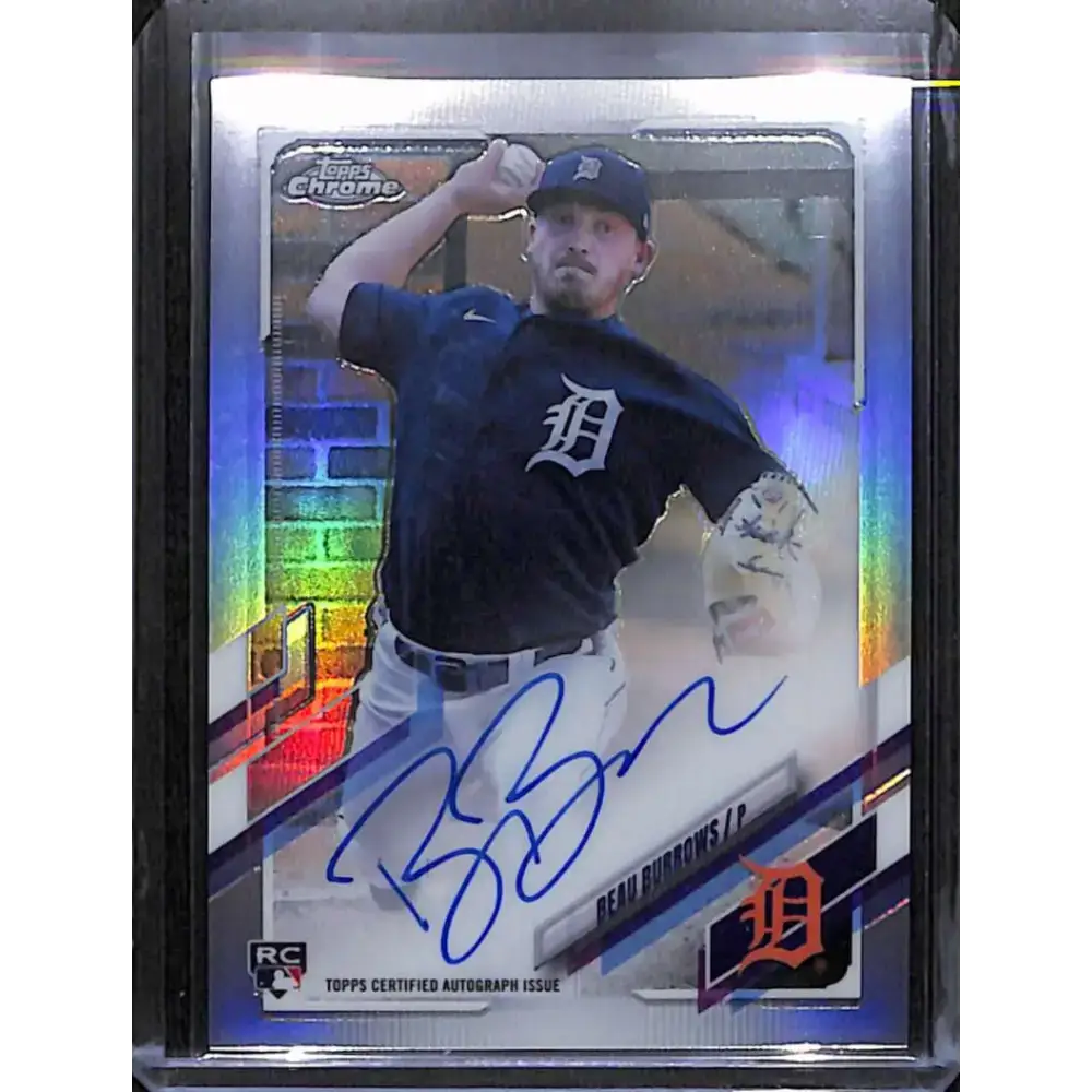 2021 Topps Chrome #RA-BB Beau Burrows Rookie Auto Refractor #/499 NM-MT Baseball Card - Baseball Card Single