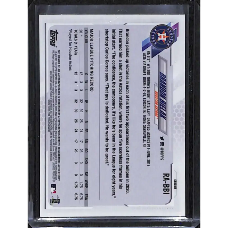 2021 Topps Chrome #RA-BBI Brandon Bielak Rookie Auto NM-MT Baseball Card - Baseball Card Single