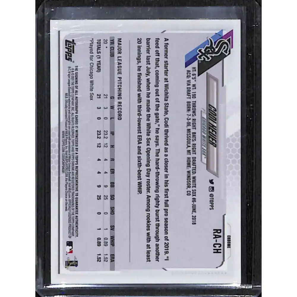 2021 Topps Chrome #RA-CH Codi Heuer Rookie Auto NM-MT Baseball Card - Baseball Card Single