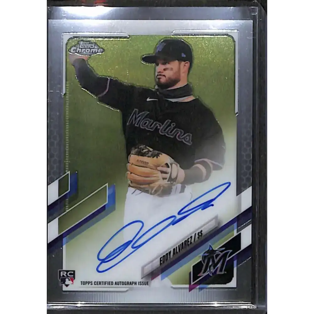2021 Topps Chrome #RA-EA Eddy Alvarez Rookie Auto NM-MT Baseball Card - Baseball Card Single
