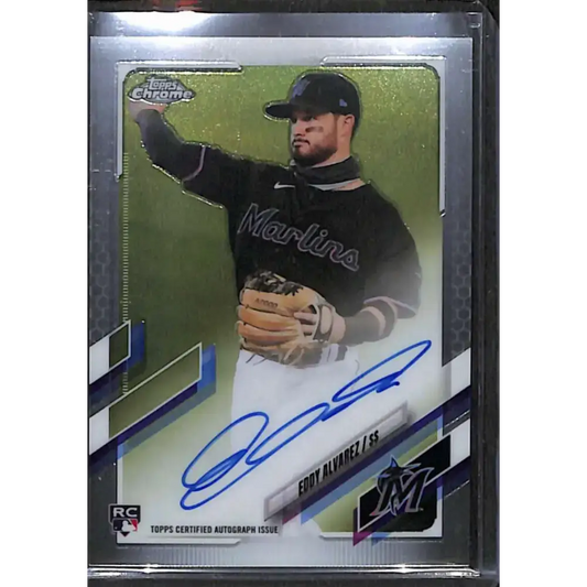 2021 Topps Chrome #RA-EA Eddy Alvarez Rookie Auto NM-MT Baseball Card - Baseball Card Single