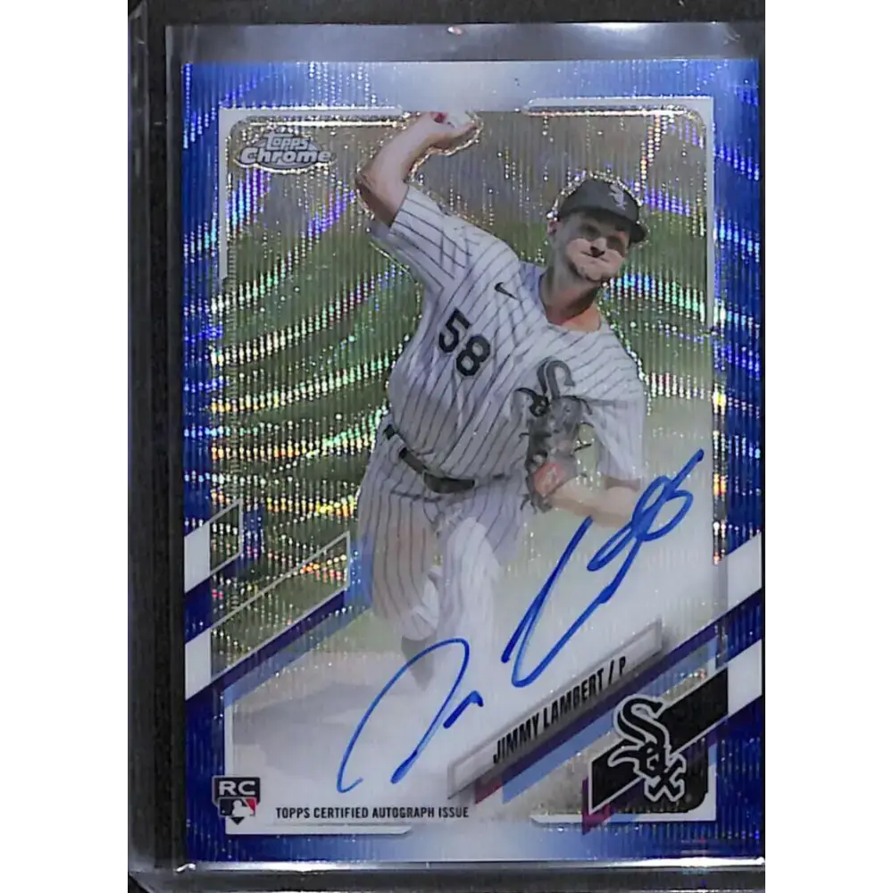 2021 Topps Chrome #RA-JL Jimmy Lambert Rookie Auto Blue Wave Refractor #/150 NM-MT Baseball Card - Baseball Card Single