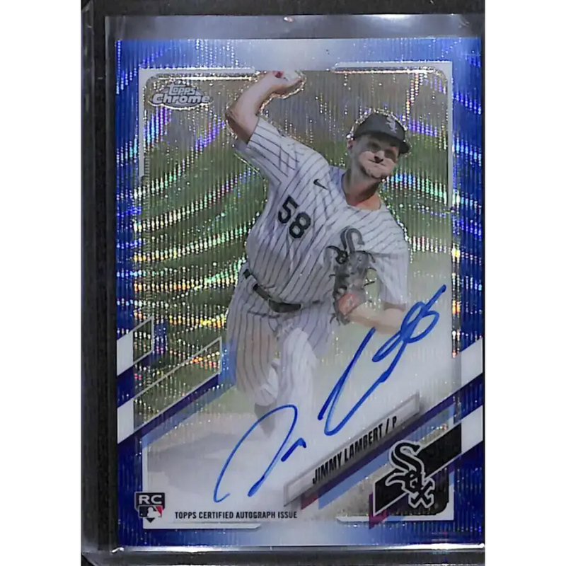 2021 Topps Chrome #RA-JL Jimmy Lambert Rookie Auto Blue Wave Refractor #/150 NM-MT Baseball Card - Baseball Card Single