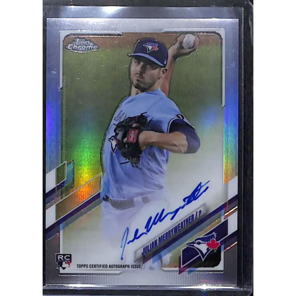 2021 Topps Chrome #RA-JM Julian Merryweather Rookie Auto NM-MT Baseball Card - Baseball Card Single