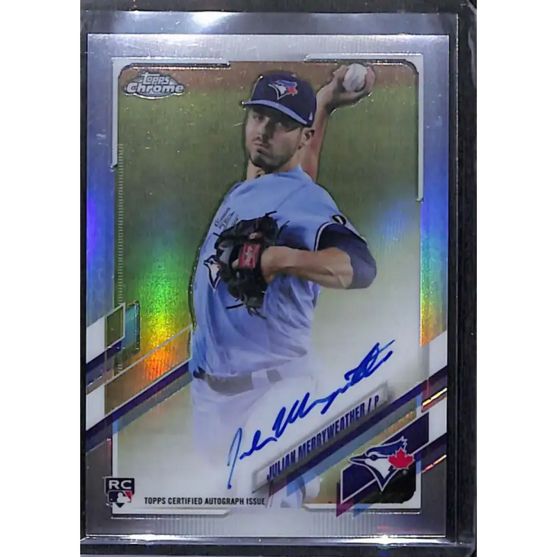 2021 Topps Chrome #RA-JM Julian Merryweather Rookie Auto NM-MT Baseball Card - Baseball Card Single