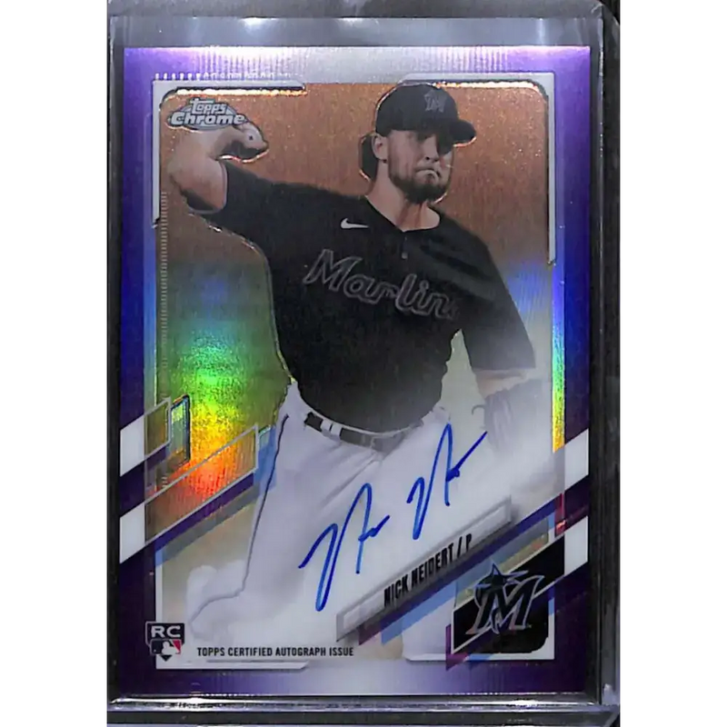 2021 Topps Chrome #RA-NN Nick Neidert Rookie Auto Purple Refractor #/250 NM-MT Baseball Card - Baseball Card Single