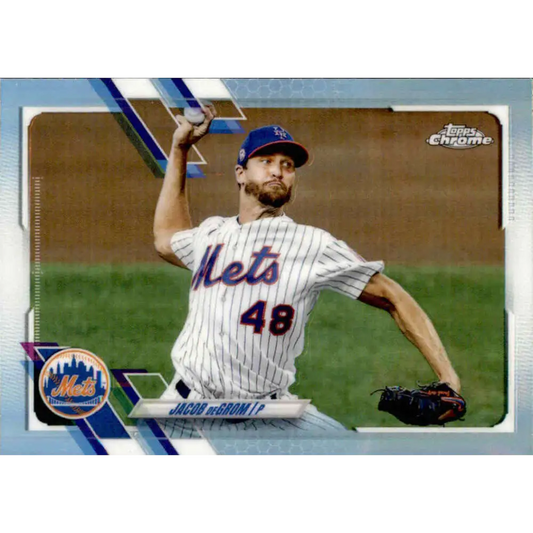 2021 Topps Chrome Refractor #12 Jacob deGrom NM-MT New York Mets Baseball Card  Image 1