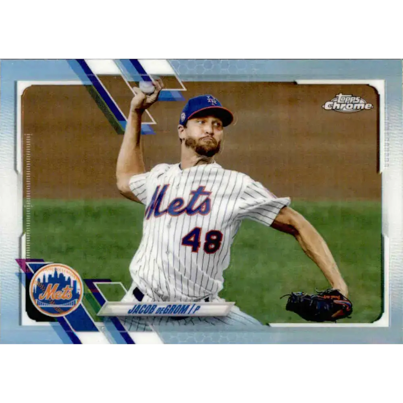 2021 Topps Chrome Refractor #12 Jacob deGrom NM-MT New York Mets Baseball Card - Baseball Card Single