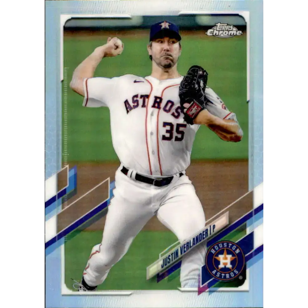 2021 Topps Chrome Refractor #122 Justin Verlander NM/MT Houston Astros Baseball Card - Baseball Card Single