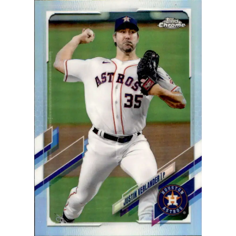 2021 Topps Chrome Refractor #122 Justin Verlander NM/MT Houston Astros Baseball Card - Baseball Card Single