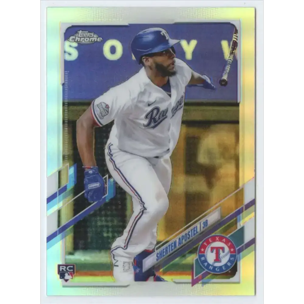 2021 Topps Chrome Refractor #126 Sherten Apostel NM/MT RC Rookie Texas Rangers Baseball Card - Baseball Card Single