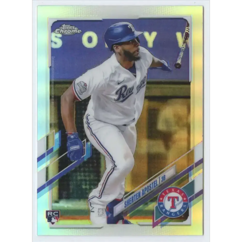 2021 Topps Chrome Refractor #126 Sherten Apostel NM/MT RC Rookie Texas Rangers Baseball Card - Baseball Card Single