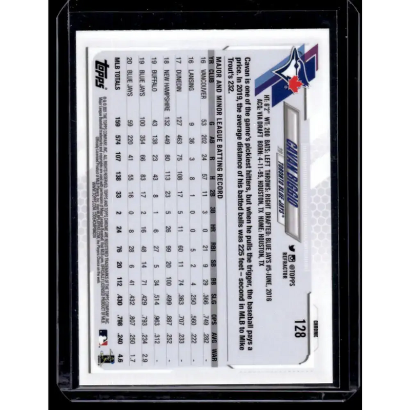 2021 Topps Chrome Refractor #128 Cavan Biggio NM/MT Toronto Blue Jays Baseball Card - Baseball Card Single