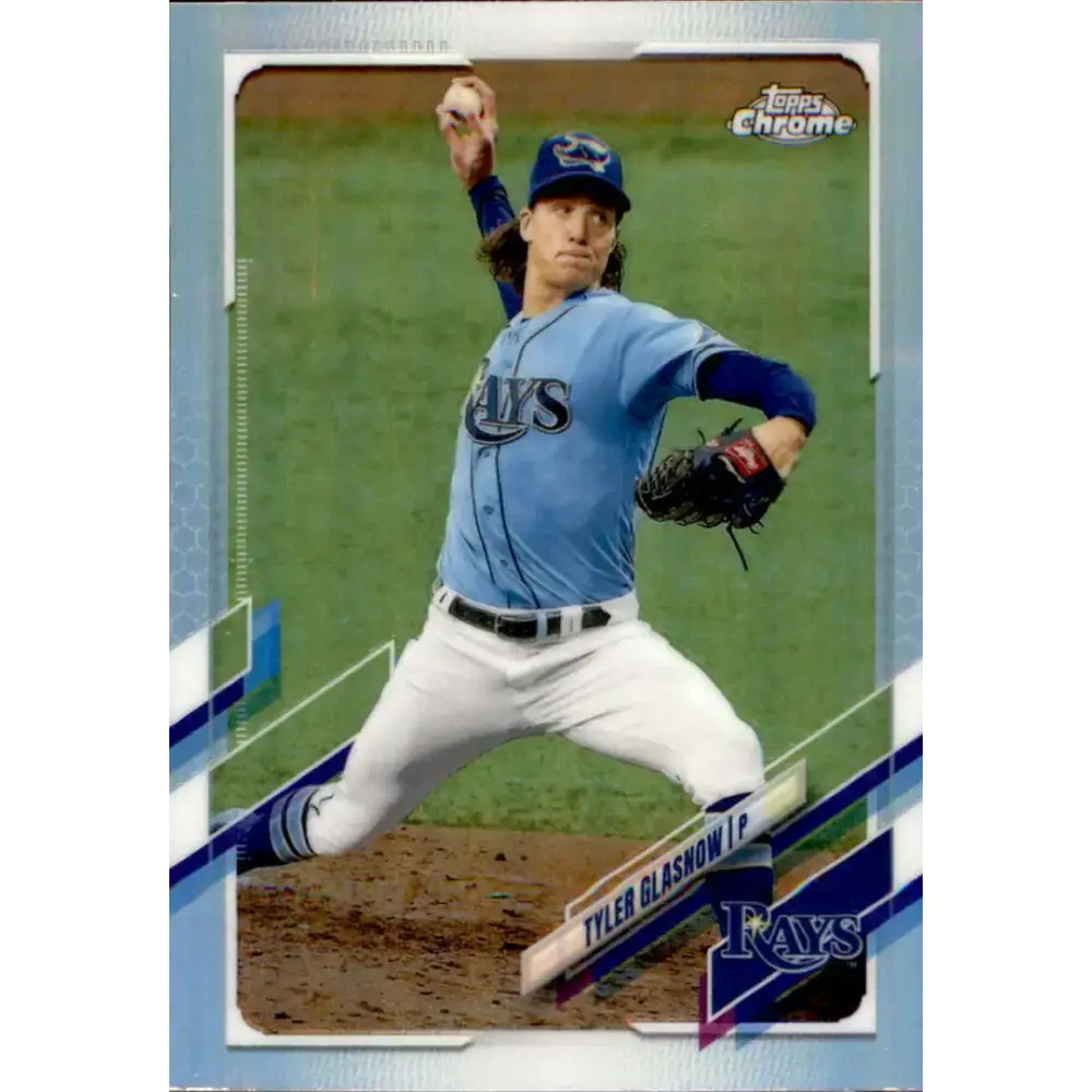 2021 Topps Chrome Refractor #129 Tyler Glasnow NM/MT Tampa Bay Rays Baseball Card - Baseball Card Single