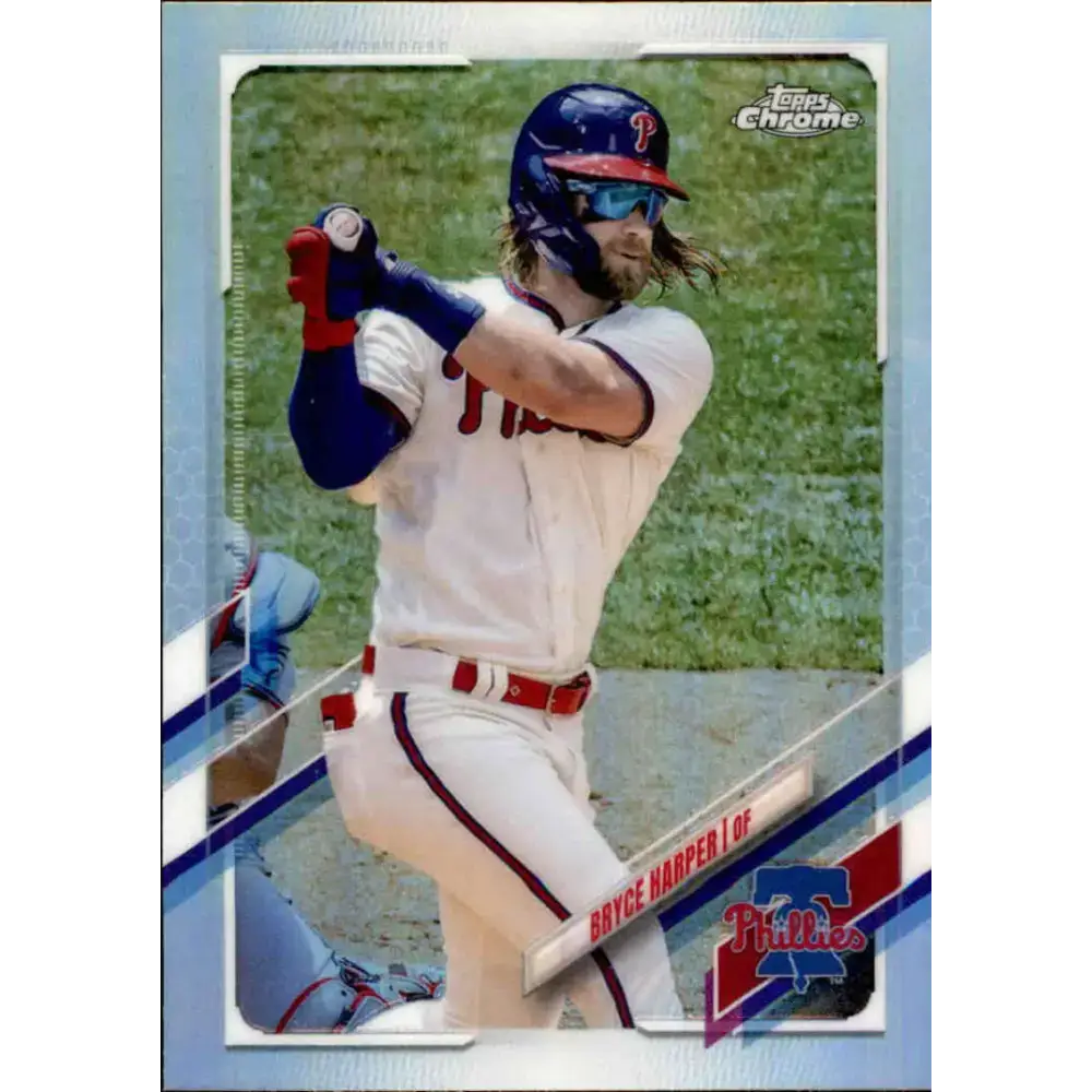 2021 Topps Chrome Refractor #134 Bryce Harper NM/MT Philadelphia Phillies Baseball Card - Baseball Card Single