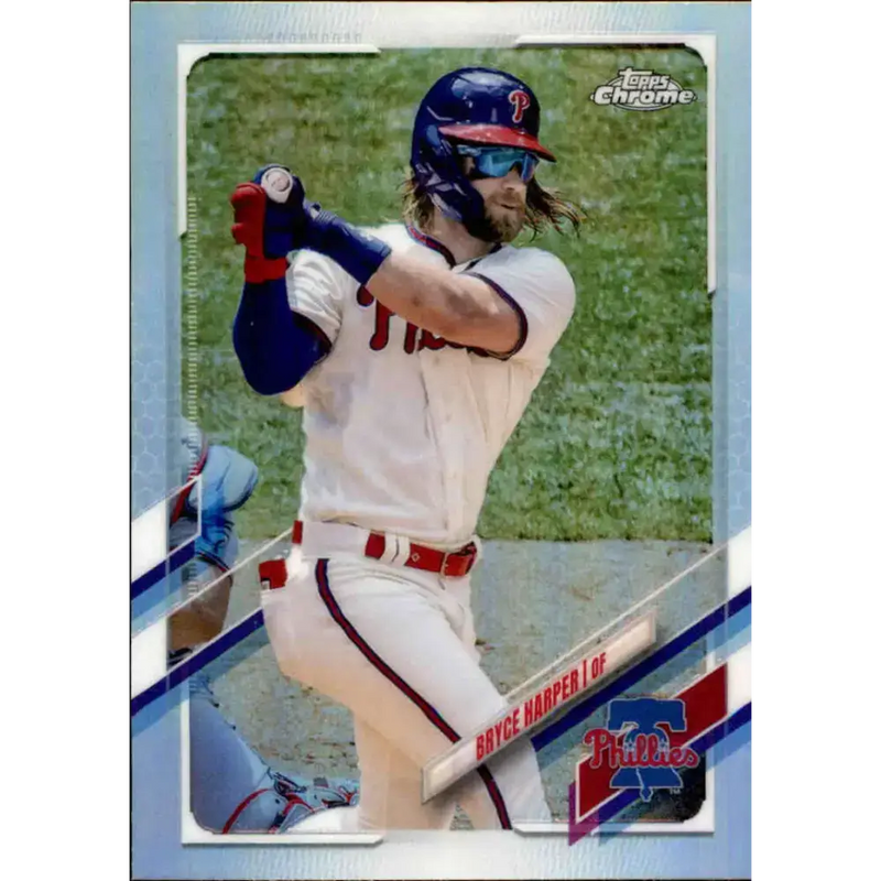 2021 Topps Chrome Refractor #134 Bryce Harper NM/MT Philadelphia Phillies Baseball Card - Baseball Card Single