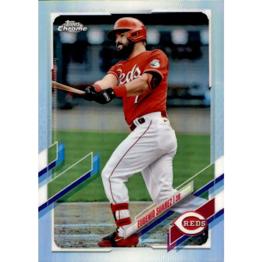 2021 Topps Chrome Refractor #145 Eugenio Suarez NM/MT Cincinnati Reds Baseball Card - Baseball Card Single