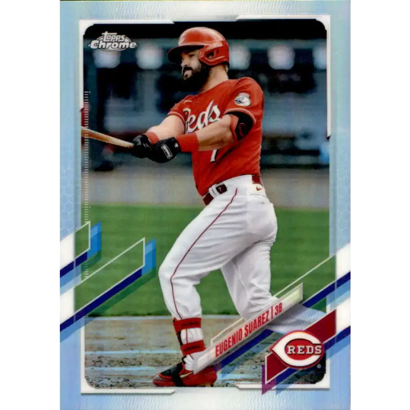 2021 Topps Chrome Refractor #145 Eugenio Suarez NM/MT Cincinnati Reds Baseball Card - Baseball Card Single