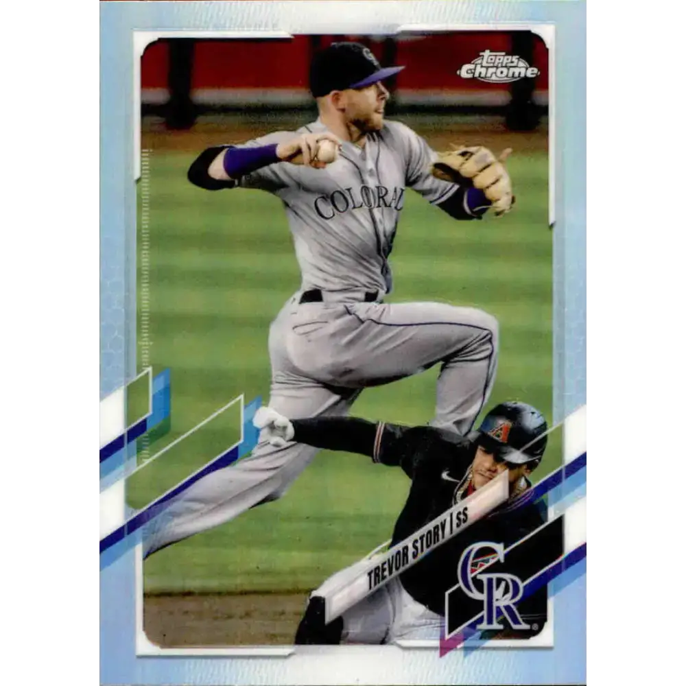 2021 Topps Chrome Refractor #158 Trevor Story NM/MT Colorado Rockies Baseball Card - Baseball Card Single