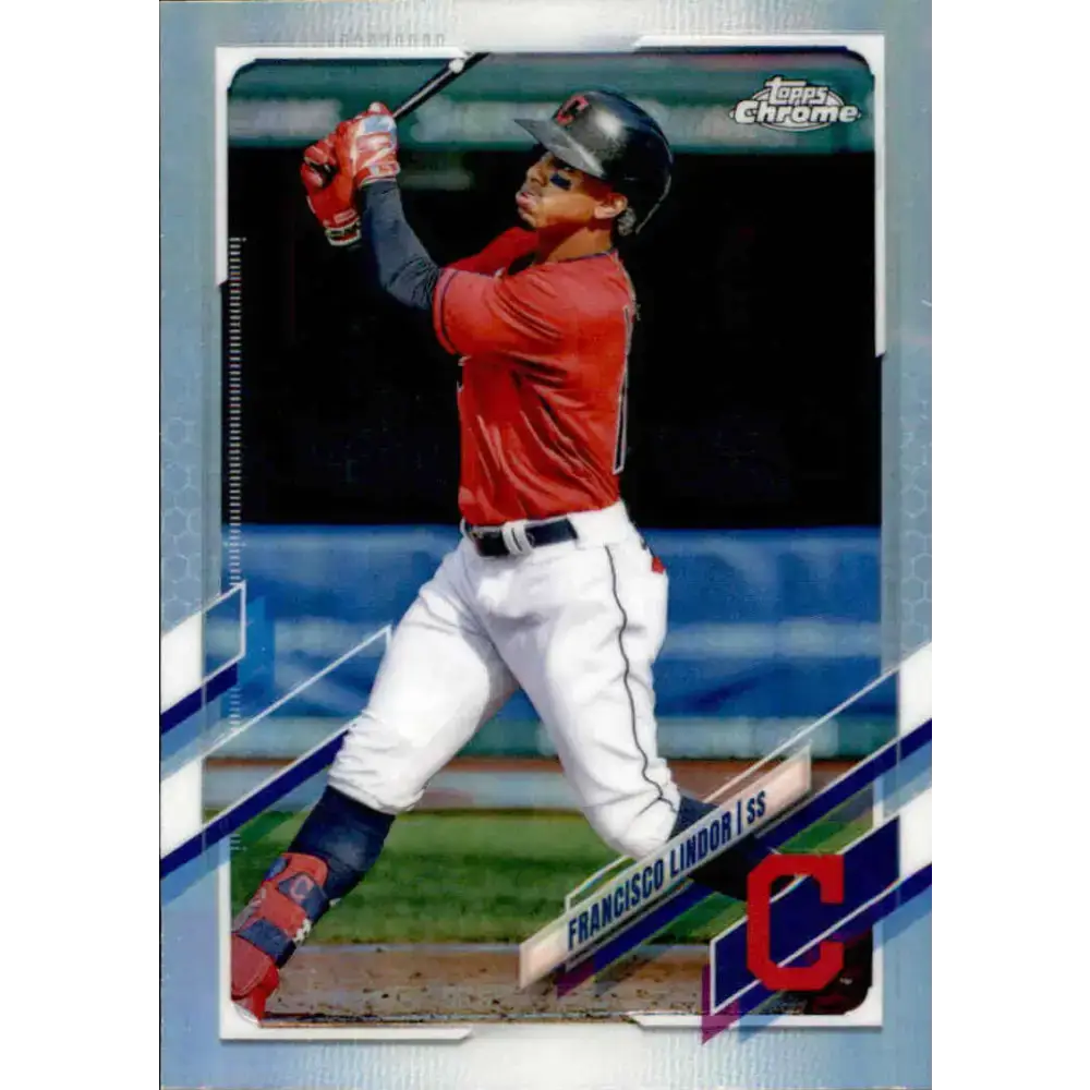 2021 Topps Chrome Refractor #16 Francisco Lindor NM/MT Cleveland Indians Baseball Card - Baseball Card Single