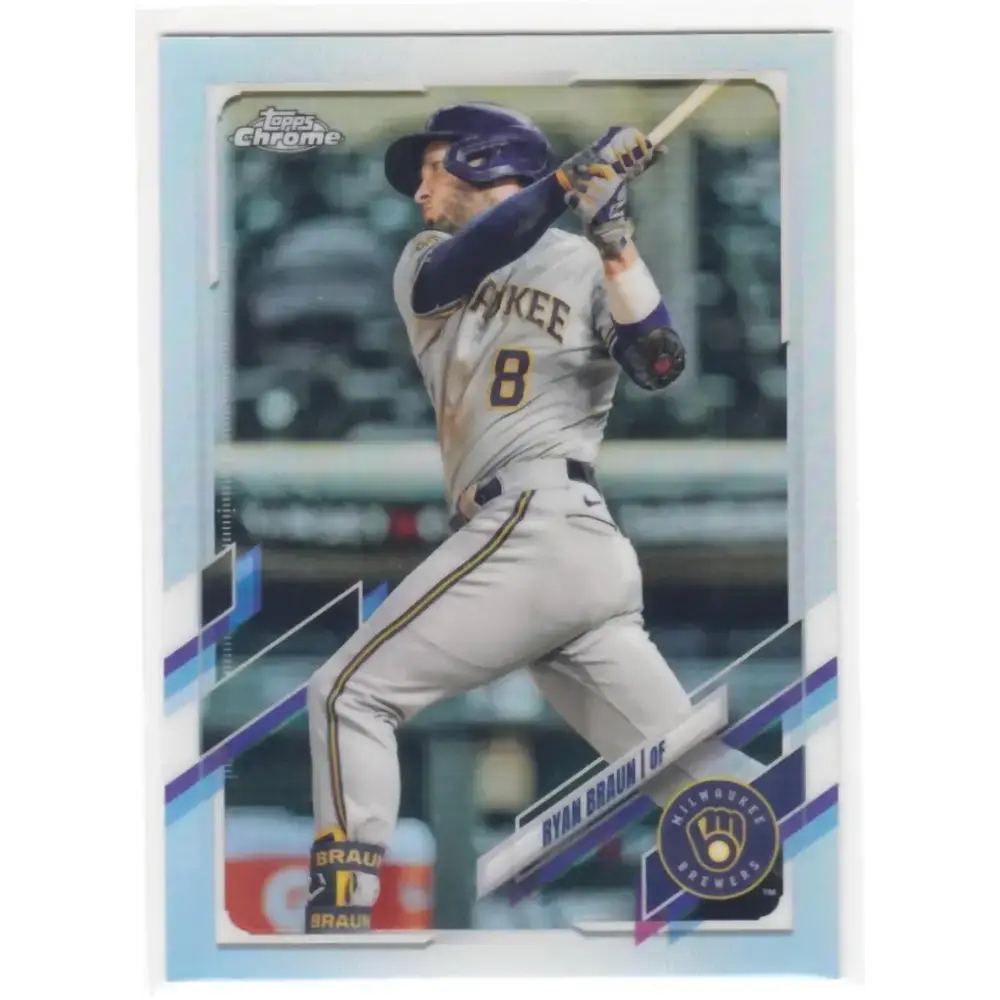2021 Topps Chrome Refractor #164 Ryan Braun NM/MT Milwaukee Brewers Baseball Card - Baseball Card Single