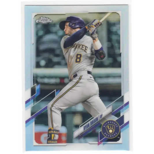 2021 Topps Chrome Refractor #164 Ryan Braun NM/MT Milwaukee Brewers Baseball Card - Baseball Card Single