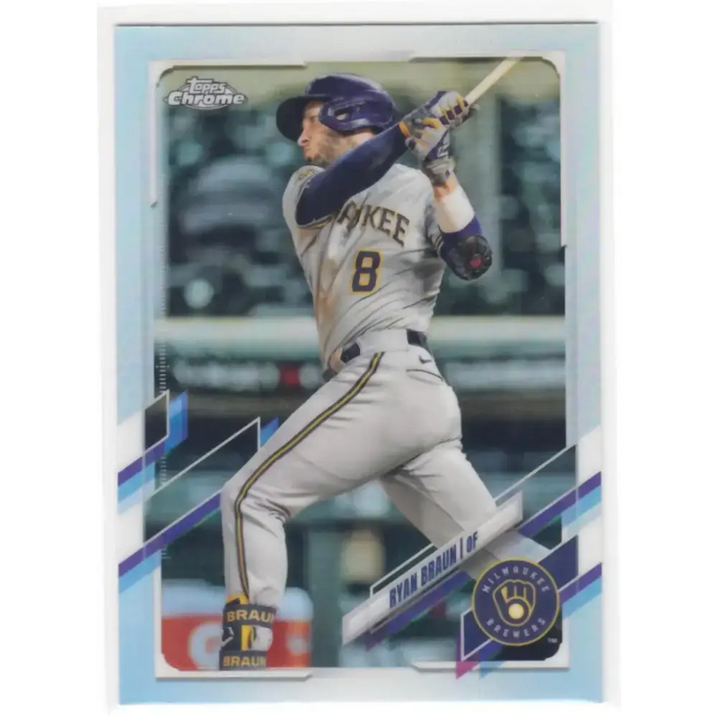 2021 Topps Chrome Refractor #164 Ryan Braun NM/MT Milwaukee Brewers Baseball Card - Baseball Card Single