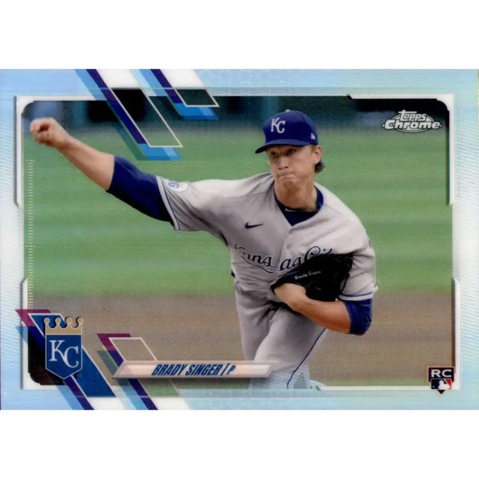 2021 Topps Chrome Refractor #166 Brady Singer NM-MT RC Rookie Kansas City Royals Baseball Card  Image 1