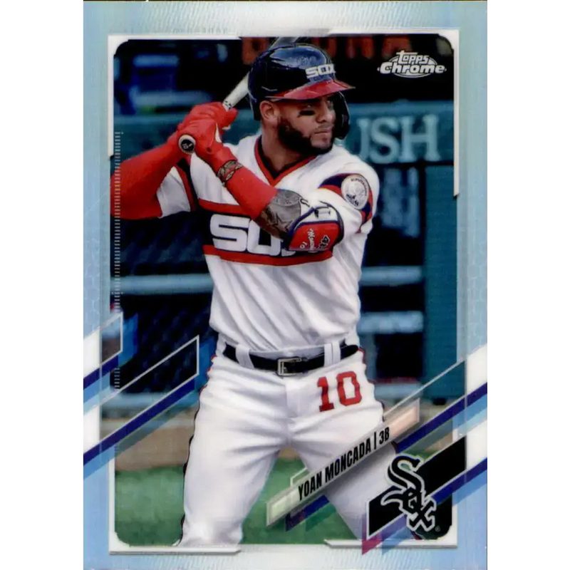 2021 Topps Chrome Refractor #186 Yoan Moncada NM/MT Chicago White Sox Baseball Card - Baseball Card Single