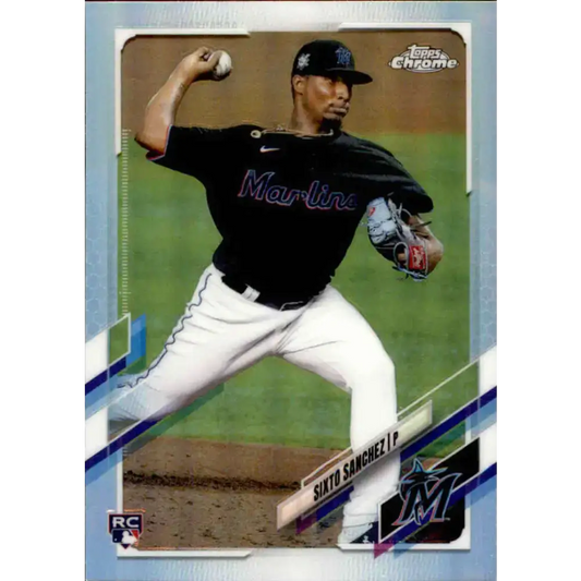 2021 Topps Chrome Refractor #193 Sixto Sanchez NM/MT RC Rookie Miami Marlins Baseball Card - Baseball Card Single