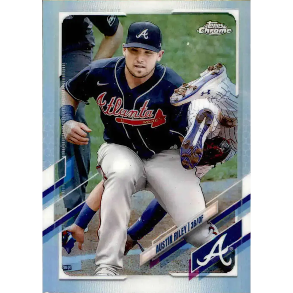 2021 Topps Chrome Refractor #194 Austin Riley NM/MT Atlanta Braves Baseball Card - Baseball Card Single