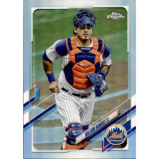 2021 Topps Chrome Refractor #197 Wilson Ramos NM-MT New York Mets Baseball Card  Image 1