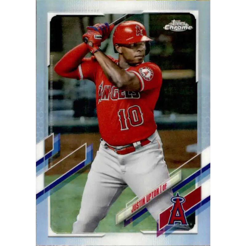 2021 Topps Chrome Refractor #201 Justin Upton NM/MT Los Angeles Angels Baseball Card - Baseball Card Single