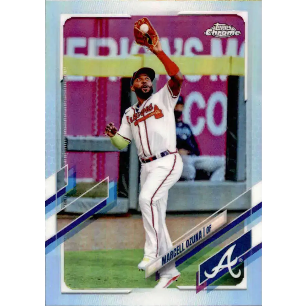 2021 Topps Chrome Refractor #202 Marcell Ozuna NM/MT Atlanta Braves Baseball Card - Baseball Card Single