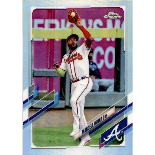 2021 Topps Chrome Refractor #202 Marcell Ozuna NM/MT Atlanta Braves Baseball Card - Baseball Card Single