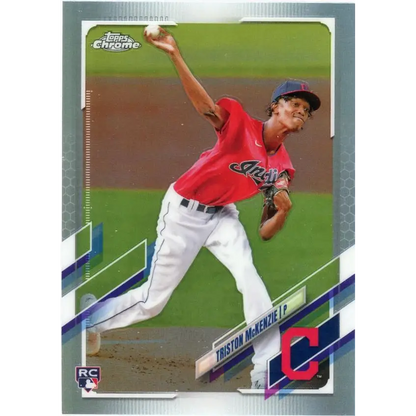 2021 Topps Chrome Refractor #21 Triston McKenzie NM-MT RC Rookie Cleveland Indians Baseball Card  Image 1