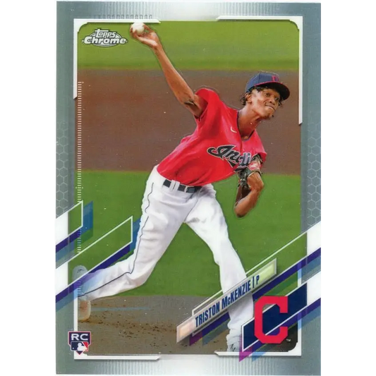 2021 Topps Chrome Refractor #21 Triston McKenzie NM-MT RC Rookie Cleveland Indians Baseball Card  Image 1
