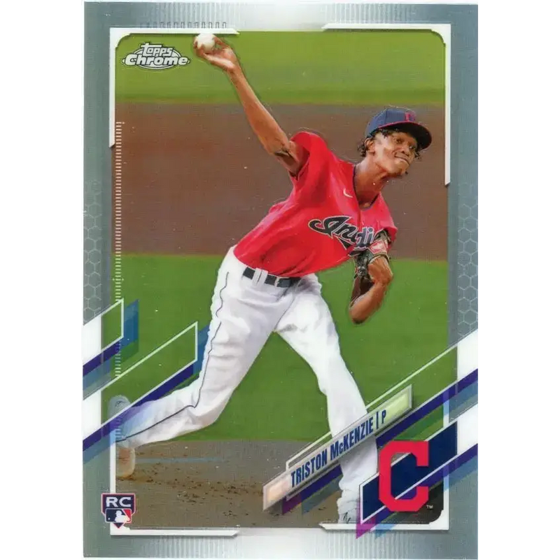 2021 Topps Chrome Refractor #21 Triston McKenzie NM-MT RC Rookie Cleveland Indians Baseball Card - Baseball Card Single