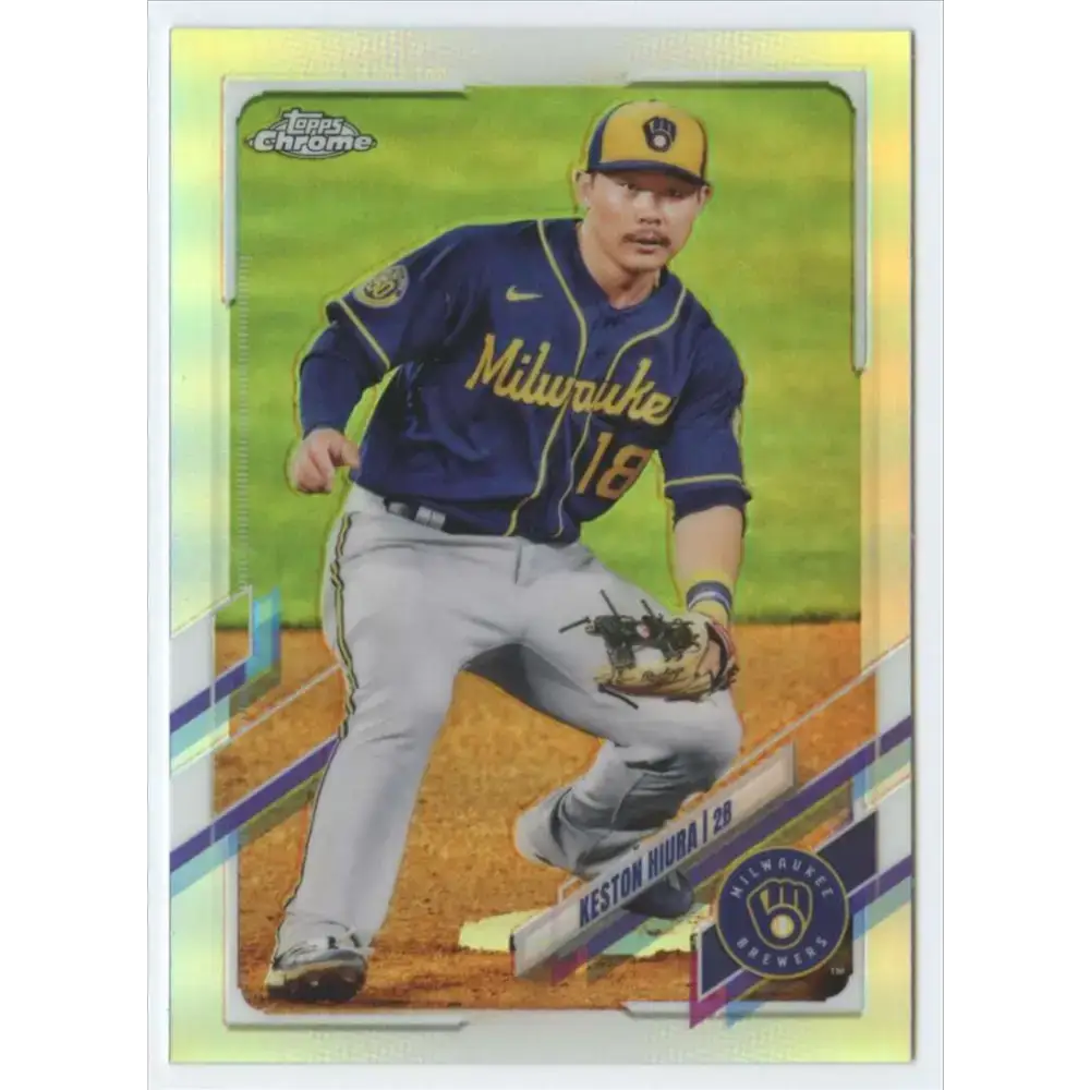 2021 Topps Chrome Refractor #211 Keston Hiura NM/MT Milwaukee Brewers Baseball Card - Baseball Card Single