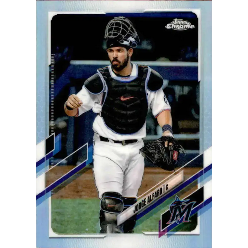 2021 Topps Chrome Refractor #25 Jorge Alfaro NM/MT Miami Marlins Baseball Card - Baseball Card Single