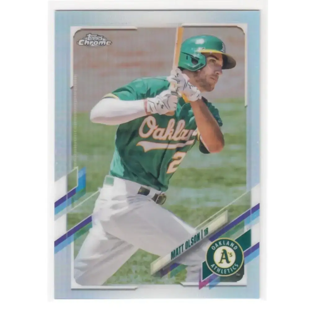 2021 Topps Chrome Refractor #48 Matt Olson NM/MT Oakland Athletics Baseball Card - Baseball Card Single