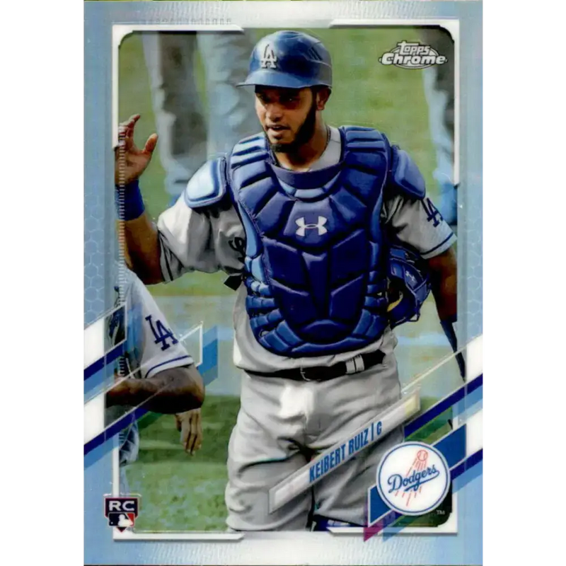 2021 Topps Chrome Refractor #5 Keibert Ruiz NM/MT RC Rookie Los Angeles Dodgers Baseball Card - Baseball Card Single