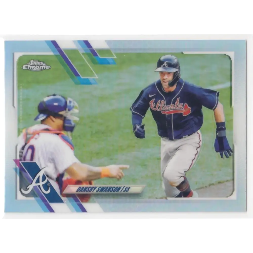 2021 Topps Chrome Refractor #7 Dansby Swanson NM-MT Atlanta Braves Baseball Card  Image 1
