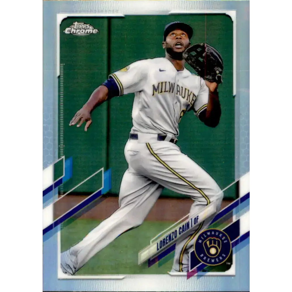 2021 Topps Chrome Refractor #86 Lorenzo Cain NM/MT Milwaukee Brewers Baseball Card - Baseball Card Single
