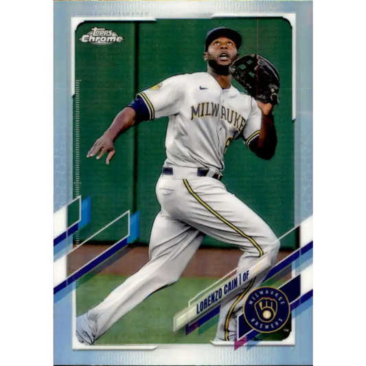 2021 Topps Chrome Refractor #86 Lorenzo Cain NM/MT Milwaukee Brewers Baseball Card - Baseball Card Single