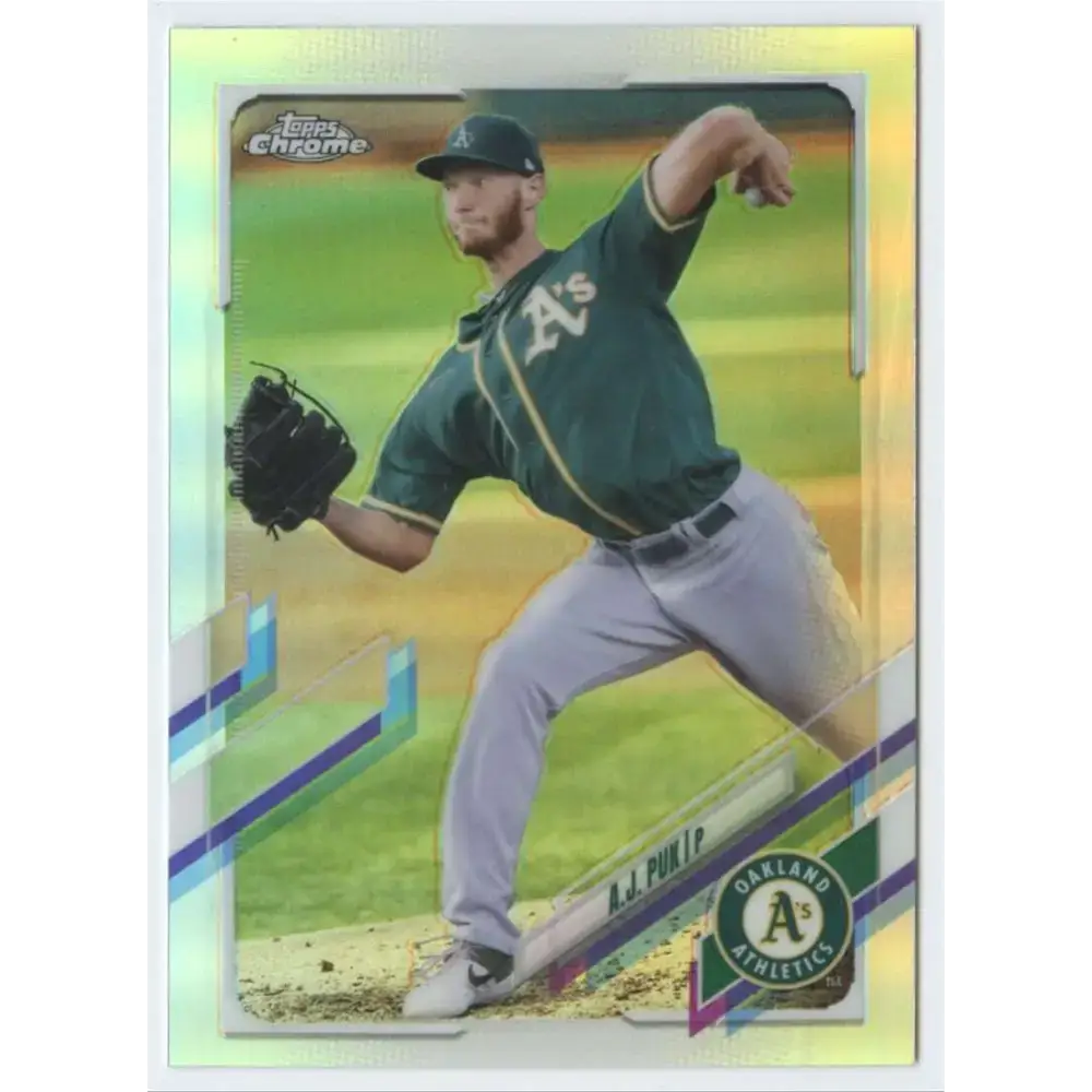 2021 Topps Chrome Refractor #90 A.J. Puk NM/MT Oakland Athletics Baseball Card - Baseball Card Single